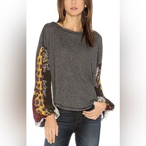 Free People We The Free Waffle Knit Patchwork Long Sleeve